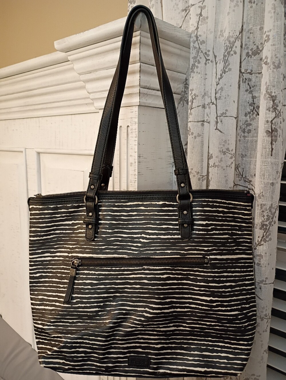 The Sak Black and White Striped Tote - Picture 1 of 9